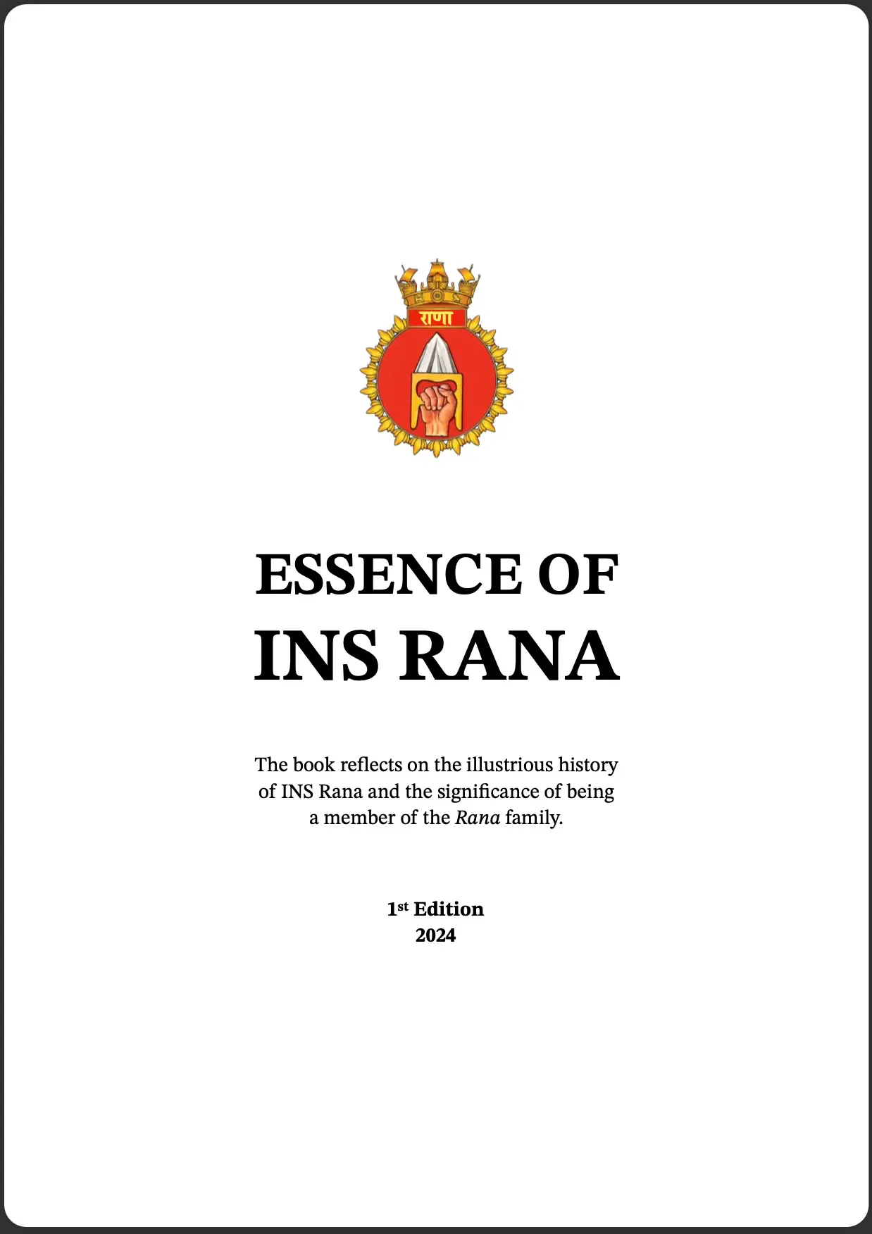 Half-Title Page from Essence of INS Rana
